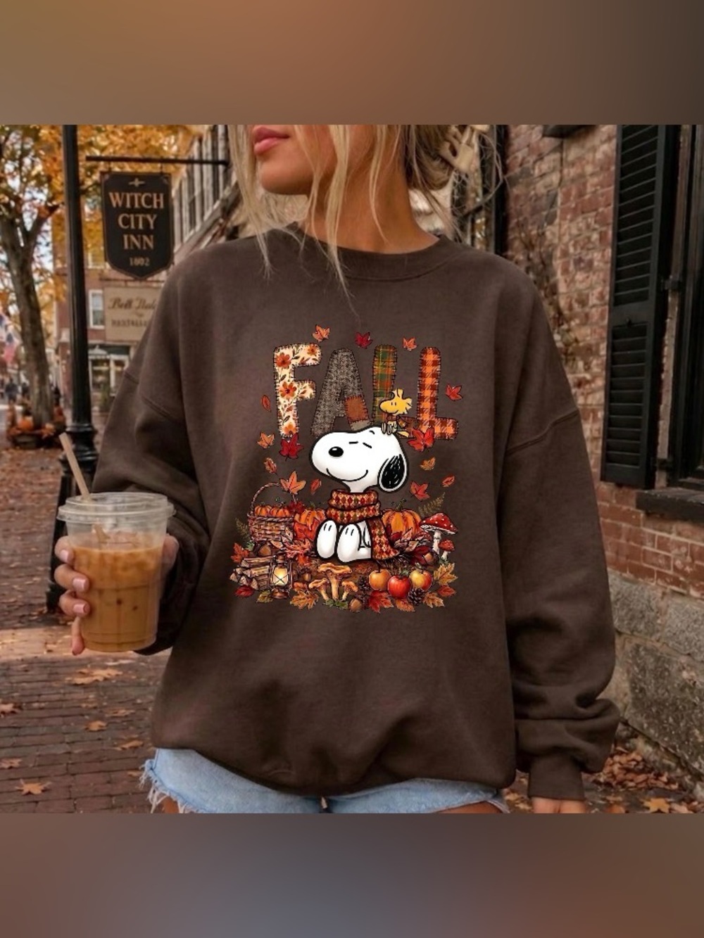 Cozy Fall Spooky Season Graphic Sweatshirt, Autumn Harvest Pup Graphic Crewneck